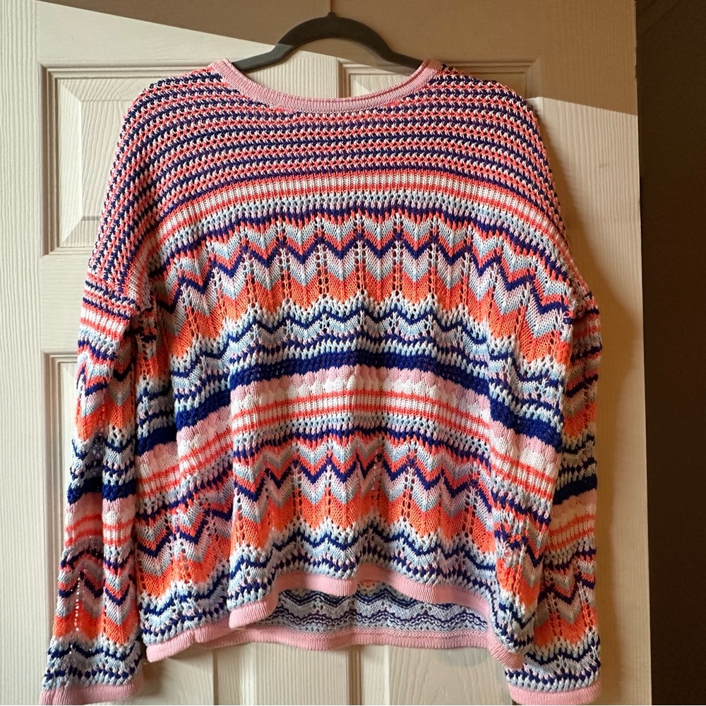 Lilly Pulitzer Samora knit Sweater in Kitschy Coral blue summer Women's